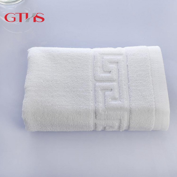 wholesale Skin-friendly 5 Star Hotel Towels White Custom Logo Bathroom Linen Polyester Face Hand Bath Hotel Towel Set