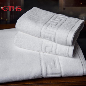 wholesale Skin-friendly 5 Star Hotel Towels White Custom Logo Bathroom Linen Polyester Face Hand Bath Hotel Towel Set