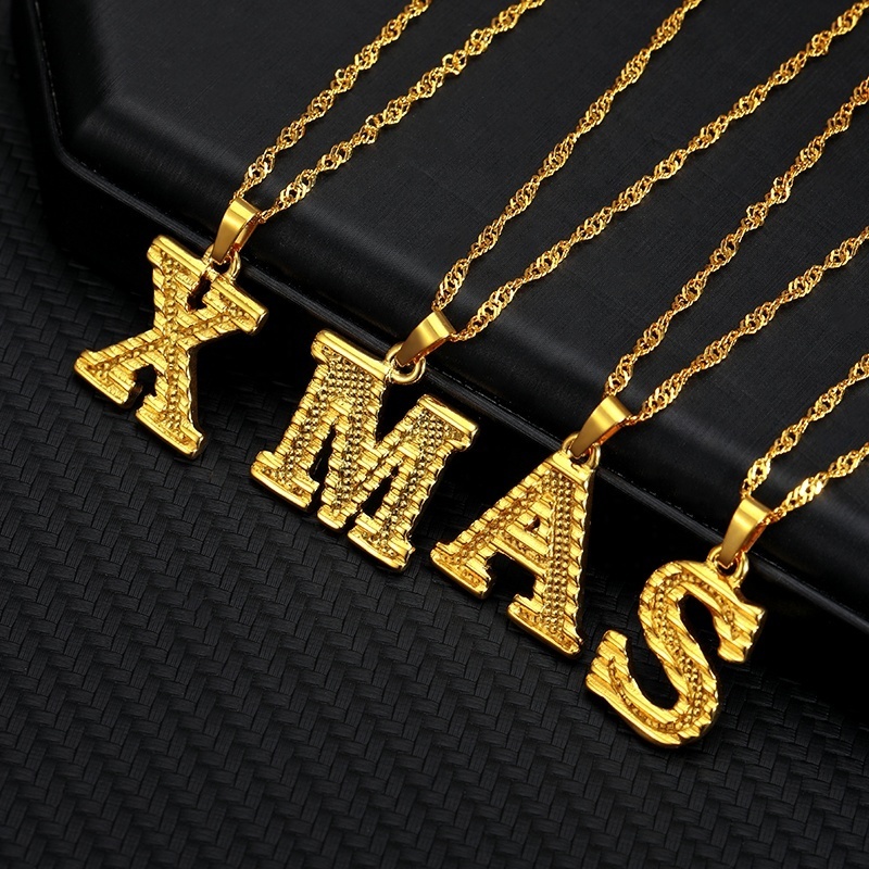 Fashion 18k Gold Plated Stainless Steel Chain Man/Women A to Z Initial Letter Alphabet Stainless Steel Necklace