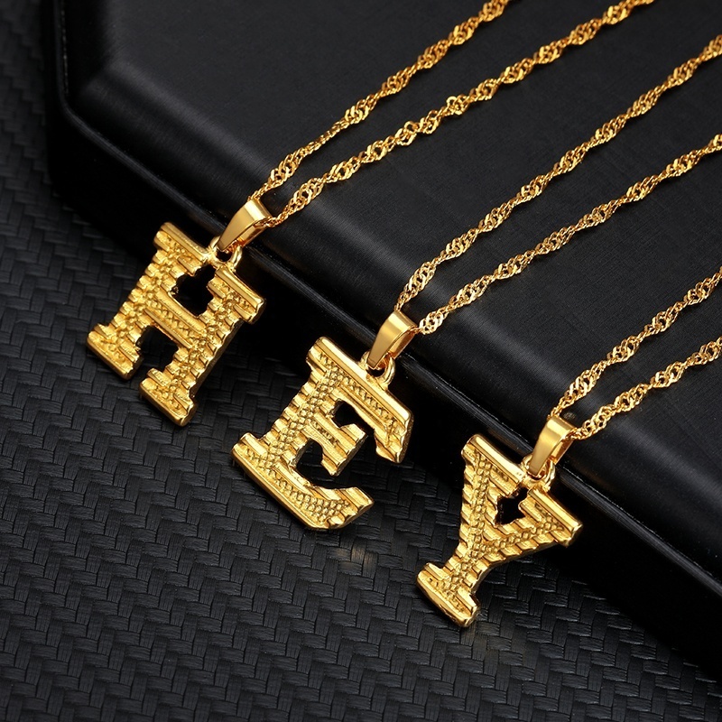 Fashion 18k Gold Plated Stainless Steel Chain Man/Women A to Z Initial Letter Alphabet Stainless Steel Necklace