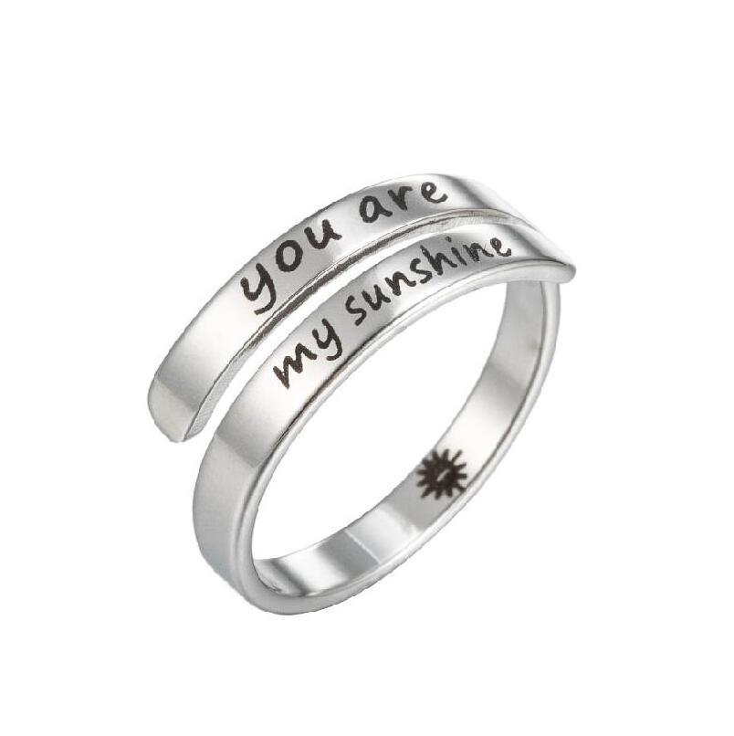 Lettering I am enough layer ring 316L Stainless Steel Open rings Customized Name Ring for Man Women