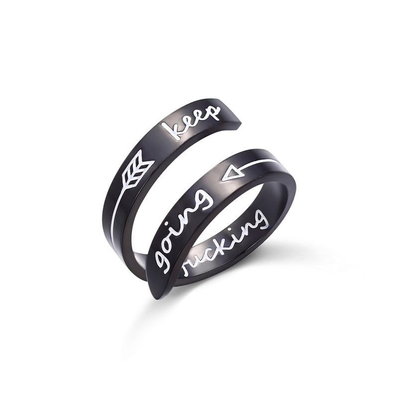 Lettering I am enough layer ring 316L Stainless Steel Open rings Customized Name Ring for Man Women