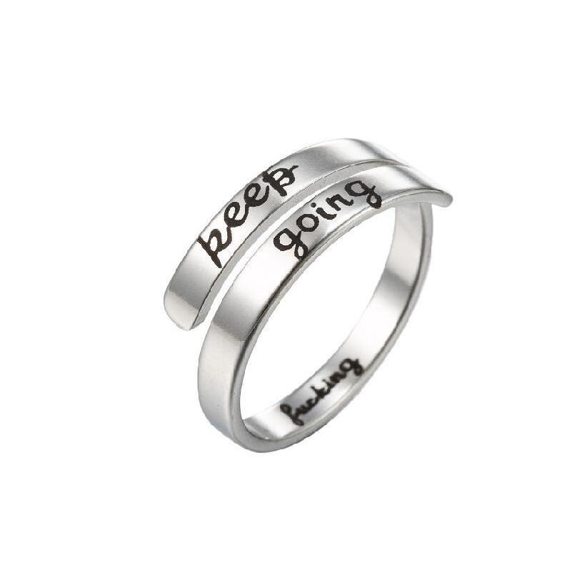 Lettering I am enough layer ring 316L Stainless Steel Open rings Customized Name Ring for Man Women