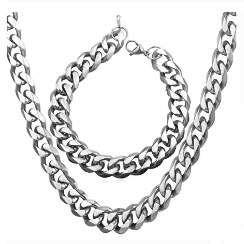 GT Curb Cuban Link Chain 3/5/7mm Thickness Basic Punk Stainless Steel Necklace Men Women Vintage Black Gold Tone 45/50/60/70mm