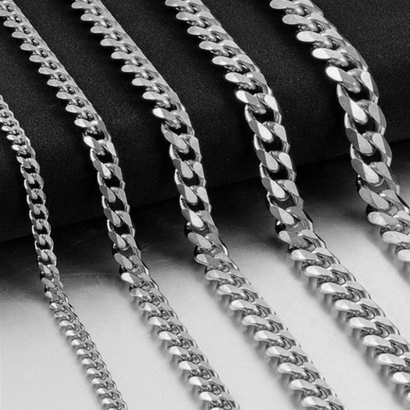 GT Curb Cuban Link Chain 3/5/7mm Thickness Basic Punk Stainless Steel Necklace Men Women Vintage Black Gold Tone 45/50/60/70mm