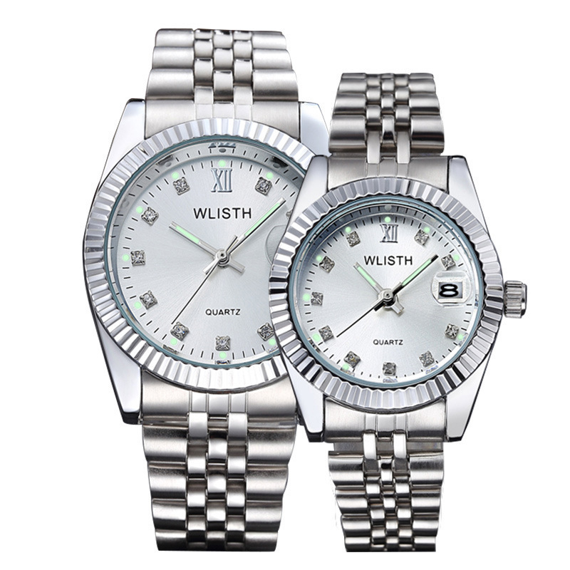 High Quality Luxury Women Men Couple Watches Stainless Steel Luminous Waterproof Sport Men Watch