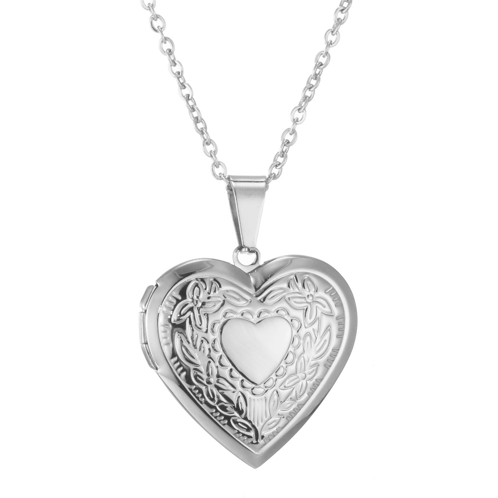 GT Factory Customized Mirror Stainless Steel Heart Locket Oval Necklace For Couple Photo Locket