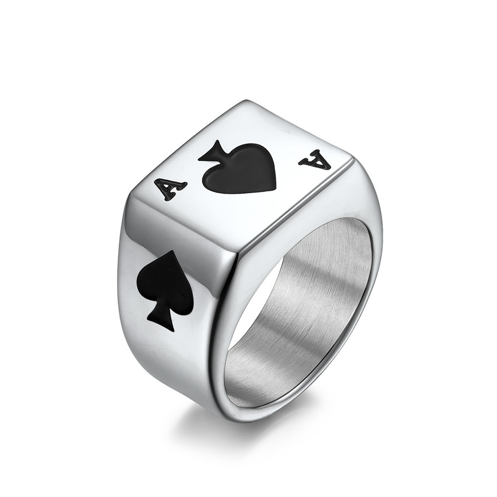 gioielli in acciaio inossidabile Poker Heart Biker Ring The Ace of Spades Ring in Stainless Steel Ring For Men