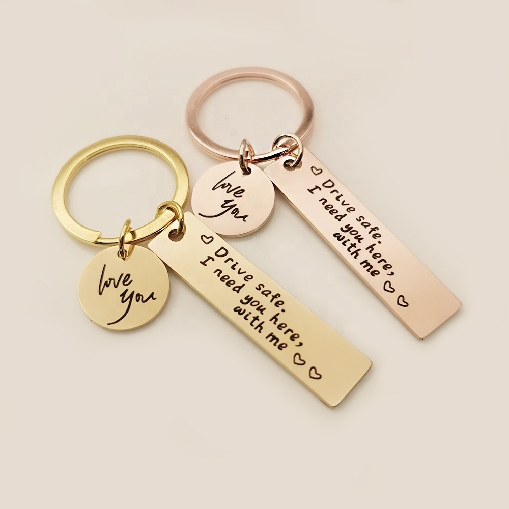 G.T Sleutelhangers Drive Safe I Need You Here With Me Couples Key Chains Key Rings Custom Logo Female For Father Gift