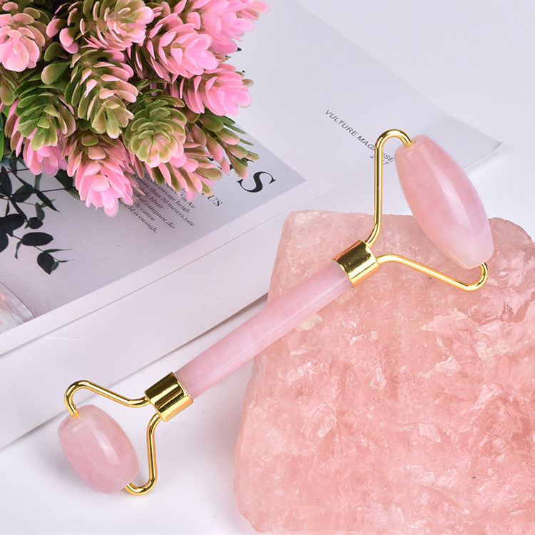 Massager For Face Lift Up Jade Stone Roller Rose Quartz Natural Crystal Stone Slimming Thin Chin Facial Skin Care Tool