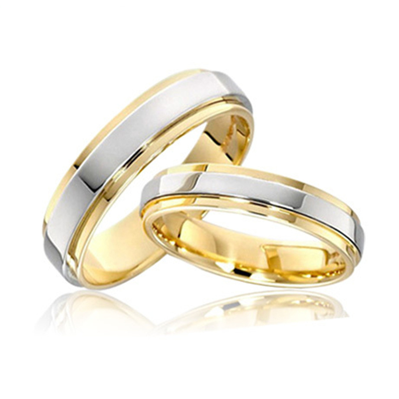 New Fashion Couple Titanium Stainless Steel Gold Plated Engagement Ring