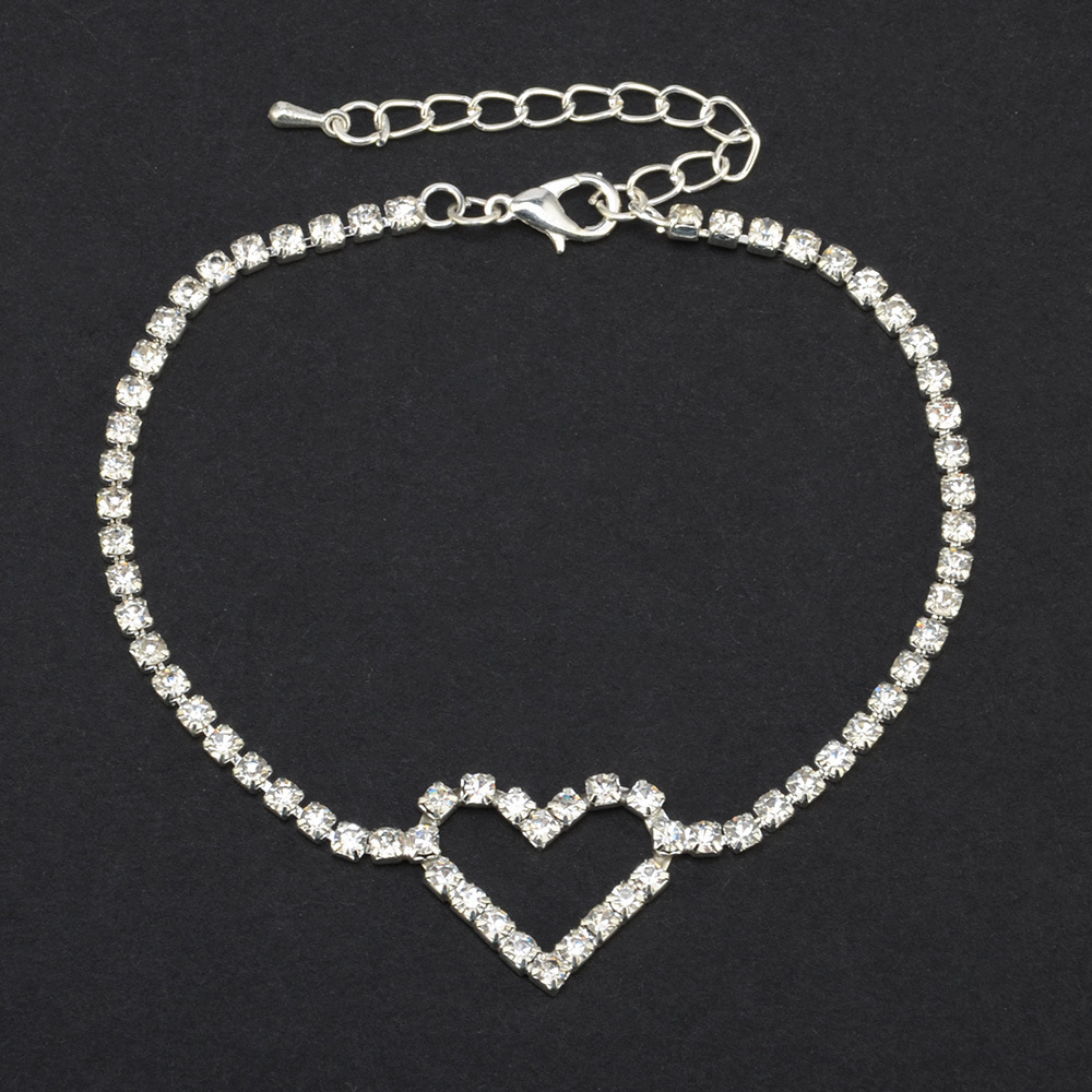 Drop Shipping Fashion Anklet Bracelets 2021 Elegant Crystal Heart Shape Anklet  For Women Girls Jewelry