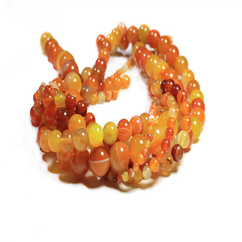 Wholesale Semi-preciousOrange Stripe Loose Crystal Agate Natural Stone Beads