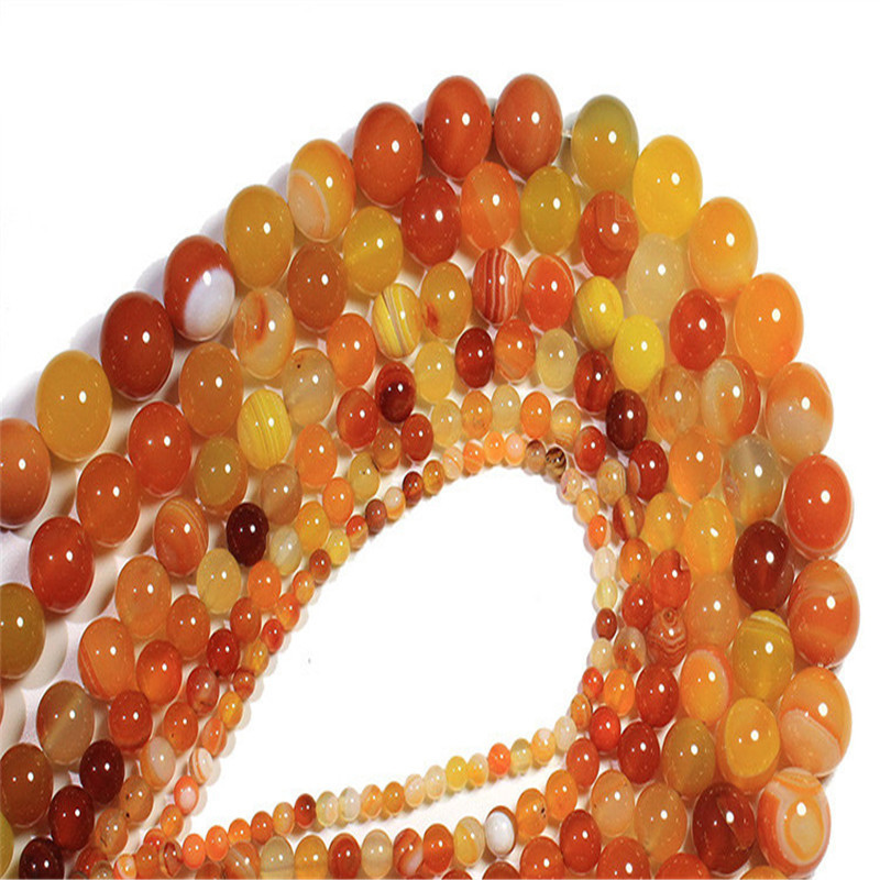 Wholesale Semi-preciousOrange Stripe Loose Crystal Agate Natural Stone Beads