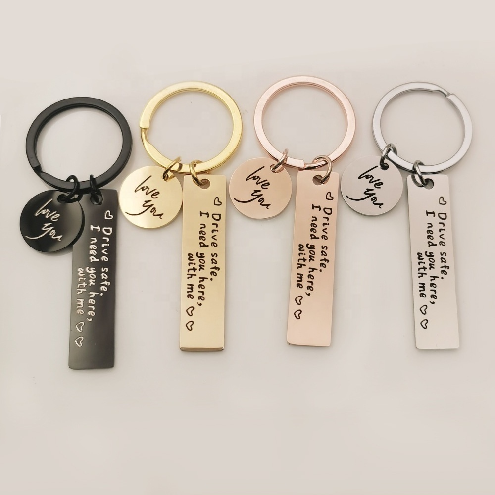 G.T Sleutelhangers Drive Safe I Need You Here With Me Couples Key Chains Key Rings Custom Logo Female For Father Gift