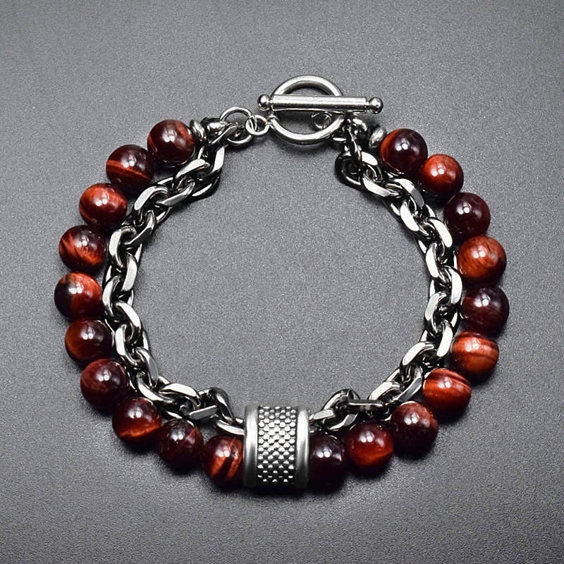 G.T 2022 Men Fashion Cool Gun Black Link Chain Yoga Bead Bracelet Natural Frosted Beads Map Stone Bracelet Natural