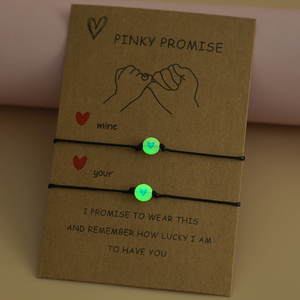 Pulsera De Pareja Promise Message Card Friendship Luminous Glow In The Dark Lucky Heart Bead String Bracelet