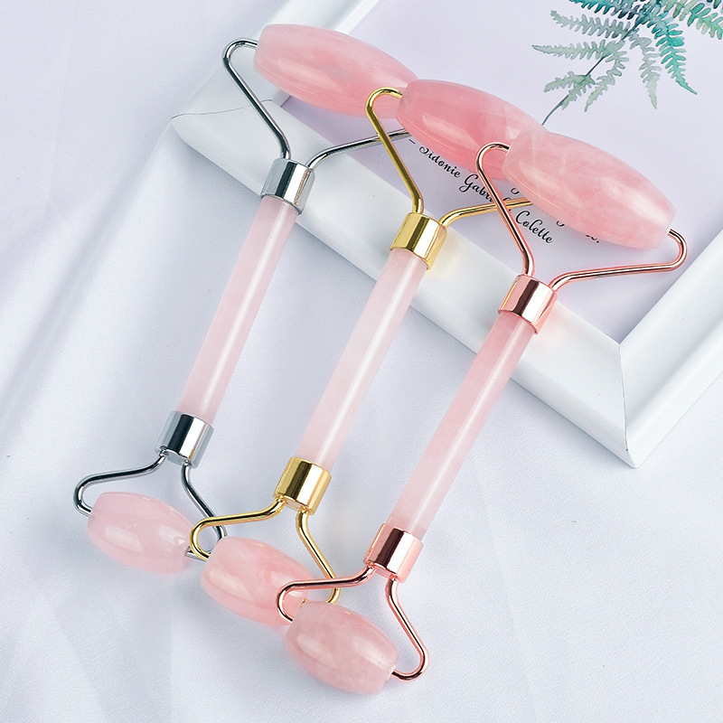 Massager For Face Lift Up Jade Stone Roller Rose Quartz Natural Crystal Stone Slimming Thin Chin Facial Skin Care Tool