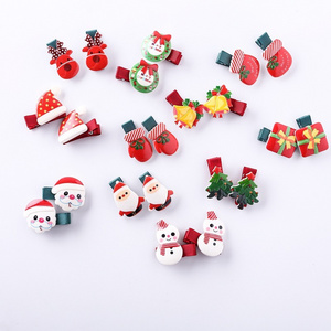 Wholesale Safety Hair Pins Christmas Baby Girls Headdress Santa Claus Children Hair Accessories Kids Gift Hair Clips