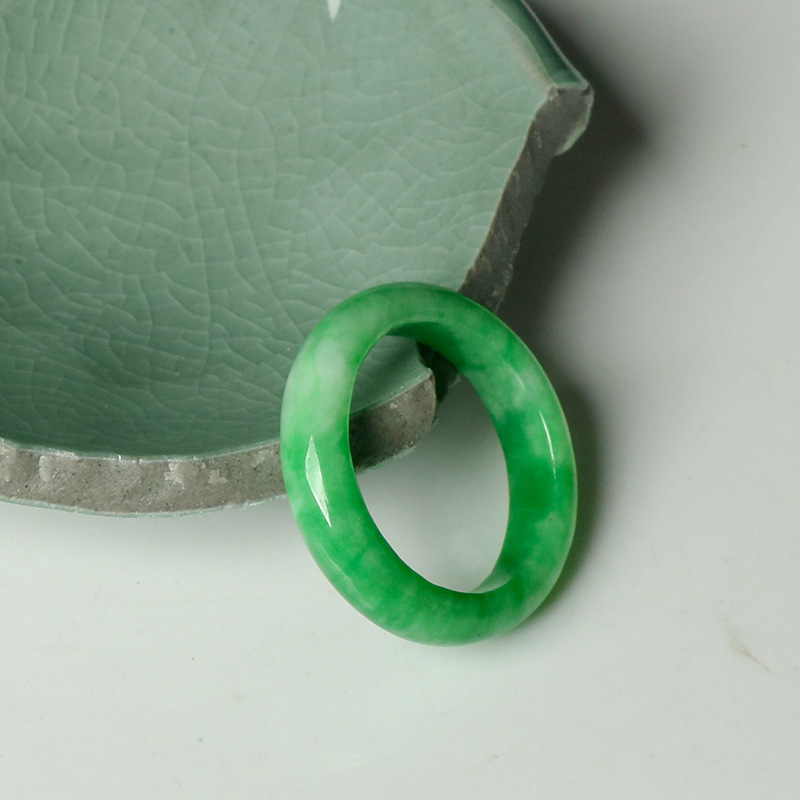 100% Natural Green Jade Ggate Stone Ring For Women Men Hand-Carved Jade Ring Boutique Lucky  Jewelry Chalcedony Jade Ring