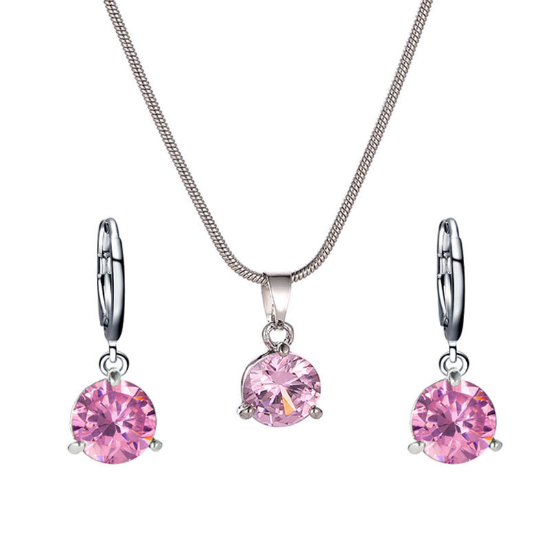 Factory direct european fashion crystal pendant necklace and earring set cheap bridal jewelry set