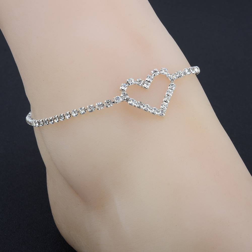 Drop Shipping Fashion Anklet Bracelets 2021 Elegant Crystal Heart Shape Anklet  For Women Girls Jewelry