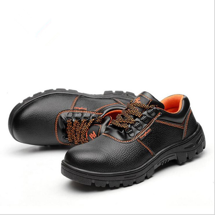 Rubber sole safety Shoes Men Light PU Indestructible Steel Toe Soft Anti-piercing Work Boots