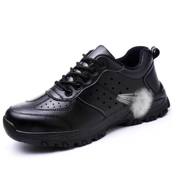 Black stylish work shoes Oil water resistant safety shoe Steel toe work shoes antismashing and waterproof safety boots