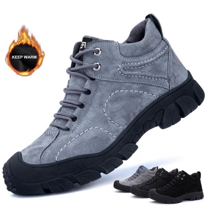 Composite Toe Genuine Leather Waterproof Men Safety Work Shoes Boots