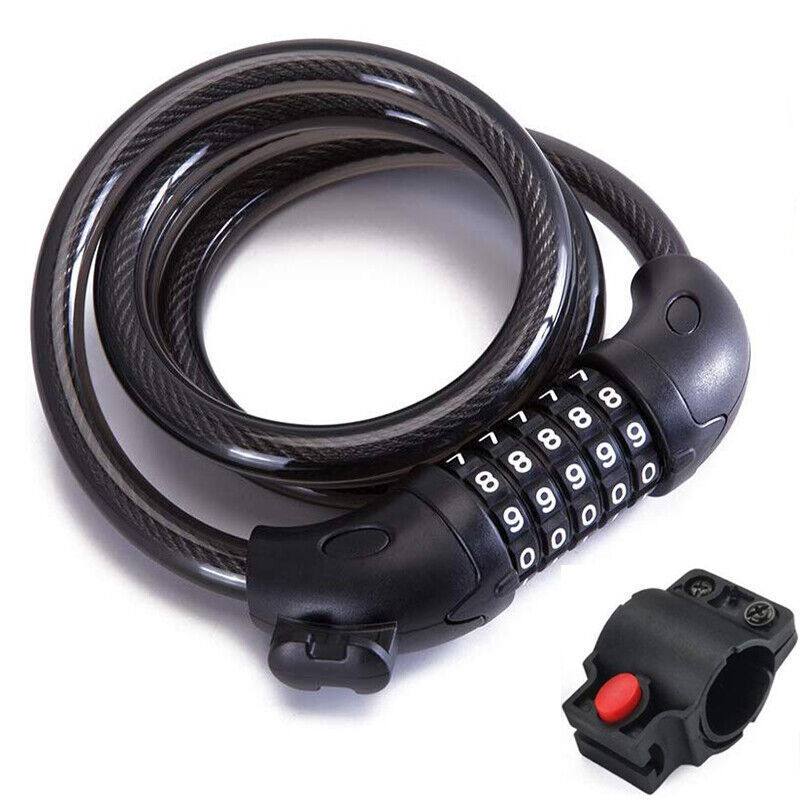 Bicycle Lock Anti-Theft Security 5 Digit Code Combination Lock Steel Wire Cable