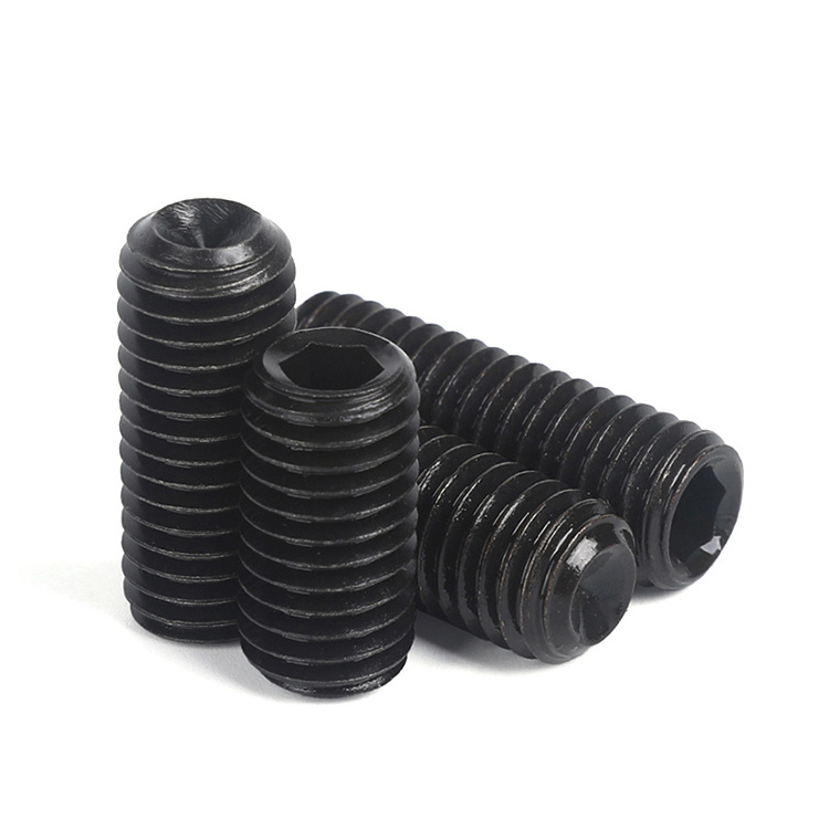 DIN916 Alloy Steel 12.9 Class Black Oxide Finish Hex Concave Point Grub Screws Hexagon Socket Set Screw with Cup Point