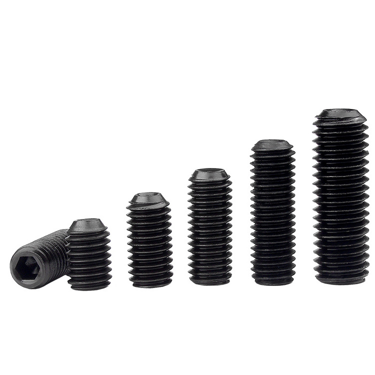 DIN916 Alloy Steel 12.9 Class Black Oxide Finish Hex Concave Point Grub Screws Hexagon Socket Set Screw with Cup Point