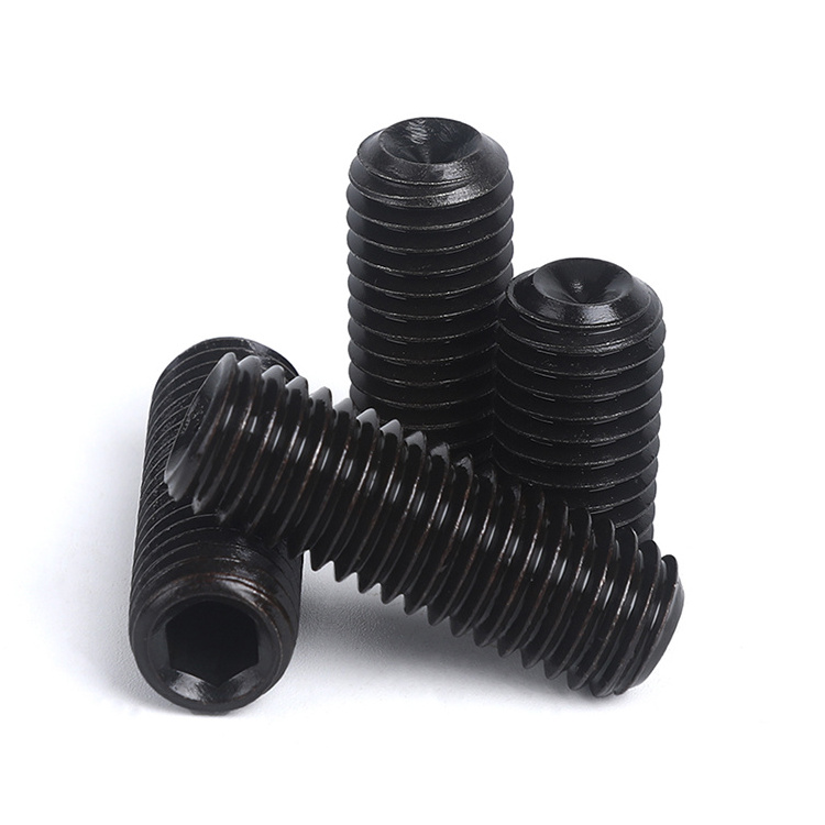 DIN916 Alloy Steel 12.9 Class Black Oxide Finish Hex Concave Point Grub Screws Hexagon Socket Set Screw with Cup Point