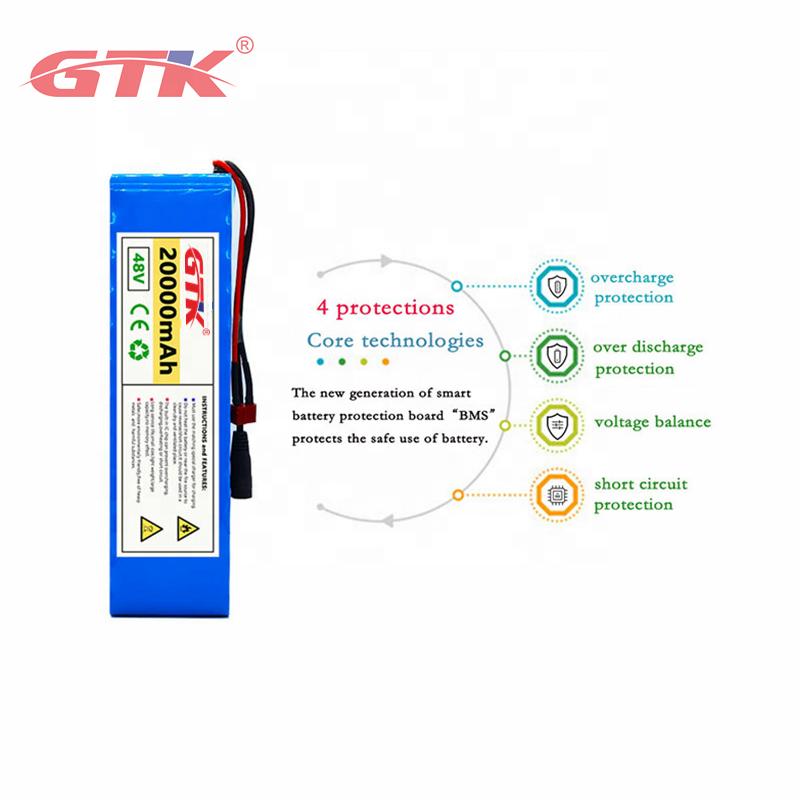 GTK 48V 20AH 18650 13S3P high power  portable and rechargeable high working density 800W electric bicycle battery  with BMS