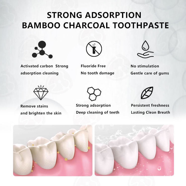 Private Label Toothpaste Bamboo Charcoal Removes Stains Bad Breath Organic Activated Charcoal Toothpaste For Teeth Whitening