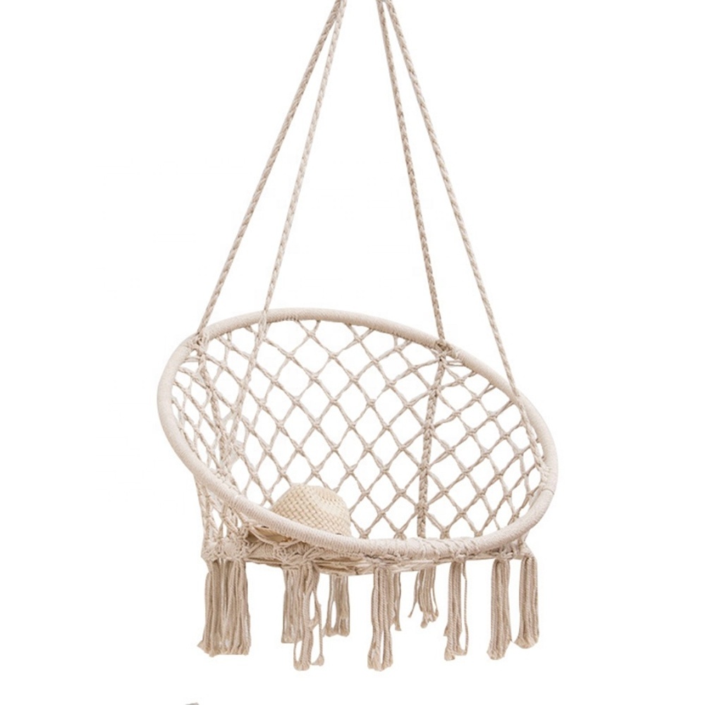 Macrame swing chair macrame hammock chair hanging cotton rope hammock swing chair indoor/outdoor