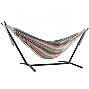 Double Cotton Hammock with folding steel hammock stand hammock stand with storage carry bag