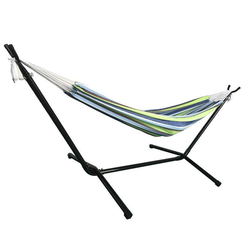 Double Cotton Hammock with folding steel hammock stand hammock stand with storage carry bag