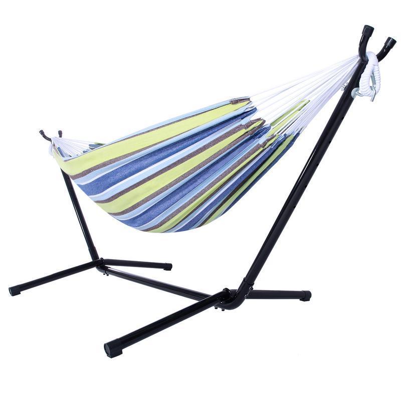 Double Cotton Hammock with folding steel hammock stand hammock stand with storage carry bag