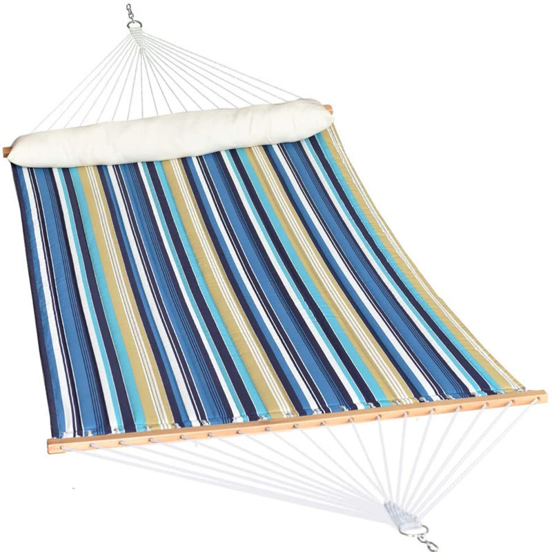 Double Hammock Swing Quilted Fabric Portable Hammocks with Pillow