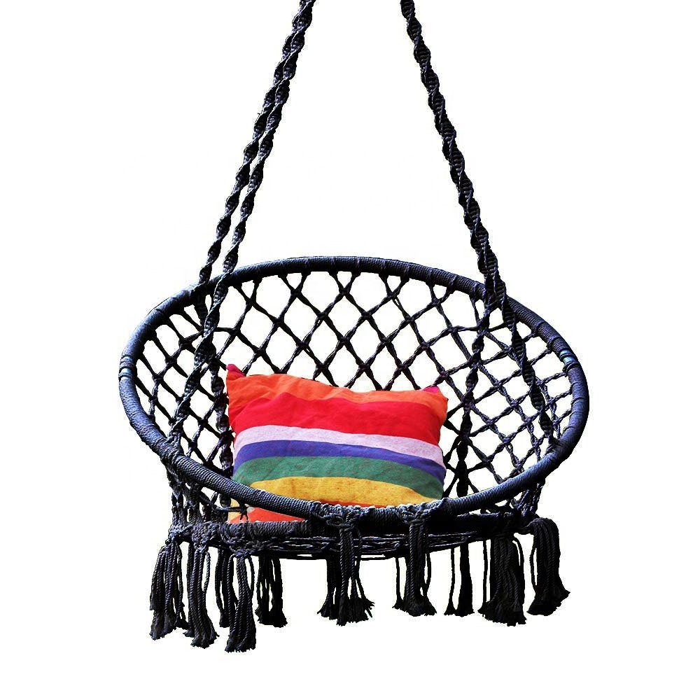 New Full Support Hanging Chair Swing Cotton Rope Hanging Macrame Hammock Chair  macrame swing chair