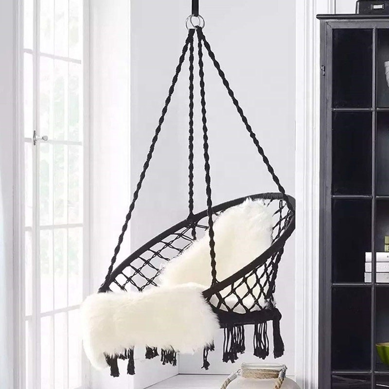 New Full Support Hanging Chair Swing Cotton Rope Hanging Macrame Hammock Chair  macrame swing chair