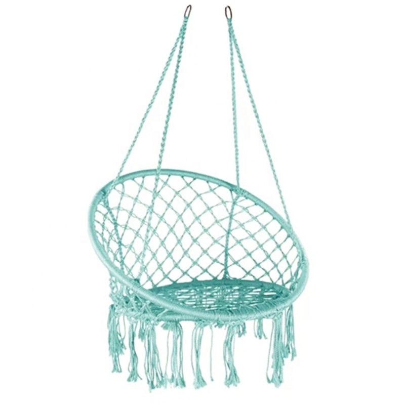 Pink Hanging Outdoor Chair Rope Hammock Patio Swing Chair With Macrame swing chair