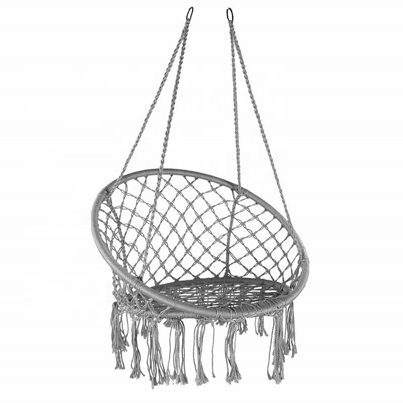 Pink Hanging Outdoor Chair Rope Hammock Patio Swing Chair With Macrame swing chair