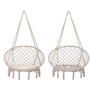 Boho Cotton Handmade Macrame Hanging Swing Chair macrame swing chair