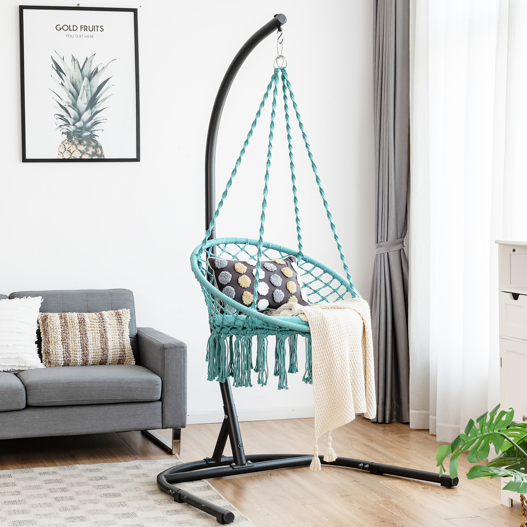 hot sale for kids  nordic bedroom furniture hanging swing chair hammock chair swing macrame outdoor 2 person macrame swing chair