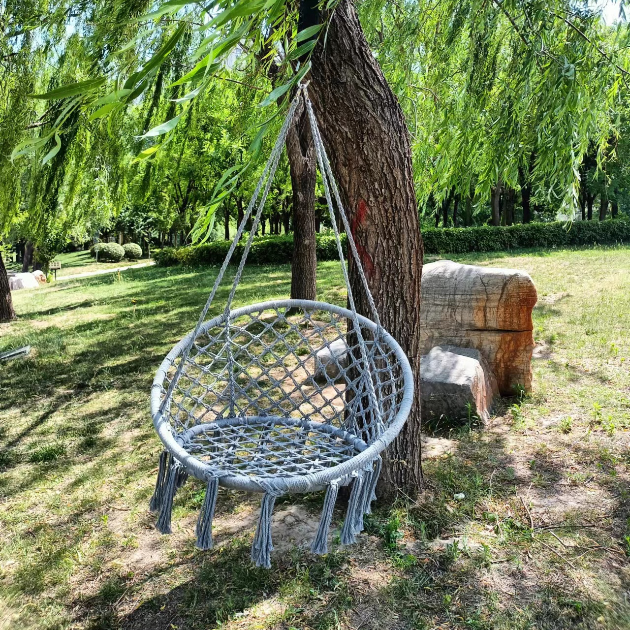 hot sale for kids  nordic bedroom furniture hanging swing chair hammock chair swing macrame outdoor 2 person macrame swing chair