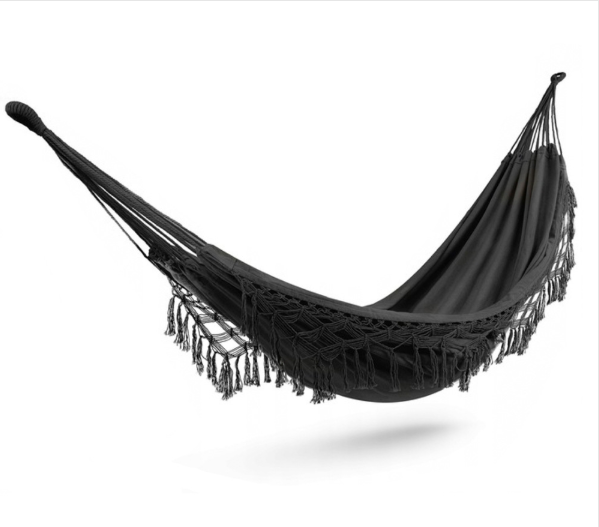 Outdoor Indoor Macrame double person cotton  hammock with  Tassels and carry bag