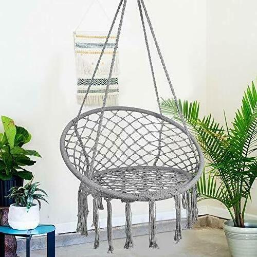 2021 new product garden Patio swings chair Outdoor Boho furniture macrame hanging chair macrame swing chair