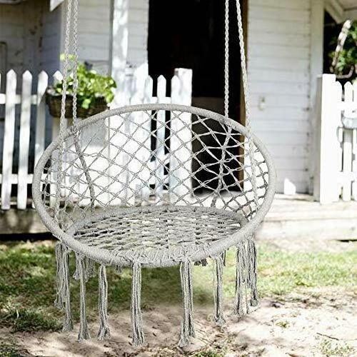 2021 new product garden Patio swings chair Outdoor Boho furniture macrame hanging chair macrame swing chair